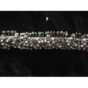 3D Gunmetal color beaded trimming bugle beads with sequins trims