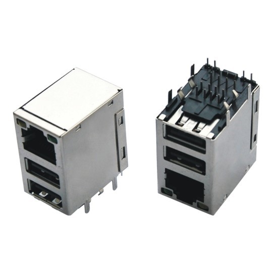 China Connecteur femelle de RJ45 USB avec le transformateur, double connecteur d'USB Rj45 Jack on sale