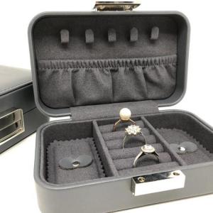 Small Size Portable Travel Jewelry Box Leather Material With Form Insert
