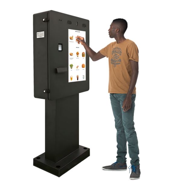 Cámara Micrófono POS Impresora de código QR Escáner de autoservicio en el exterior Quiosco de pago