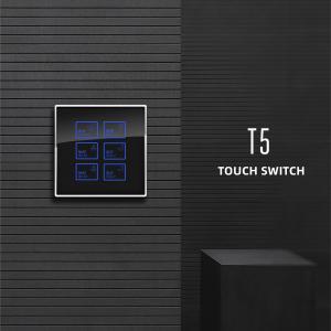 China Tempered Glass Touch Wall Switch Blue Light Wall Mounted Switch supplier