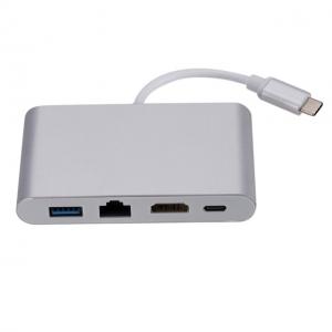China Cell Phones 4 In 1 4K 2K HDMI RJ45 Powered USB C HUB supplier