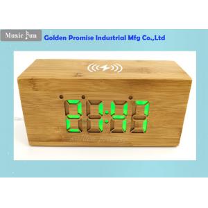 Treated Natural Bamboo Alarm Clock Wireless Charging Station Carefully Crafted
