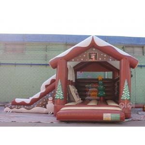 Christmas Inflatables Decorations Bounce House Slide Combo With Slide During Winter
