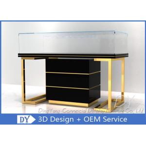 China Custom Commercial Mirror Gold Jewelry Display Case With Cabinet supplier