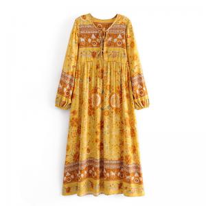 China Bohemian Cotton Holiday Floral Tunic Dress supplier