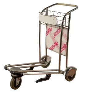China Duty Free Shop Travel Luggage Trolley Three Wheel Stainless Steel Luggage Trolley supplier