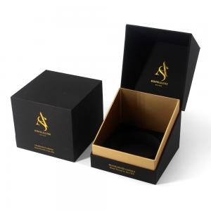 China Custom Black Candle Jars Lid And Base Packaging Boxes Bespoke Fancy Candle Accessories Box supplier
