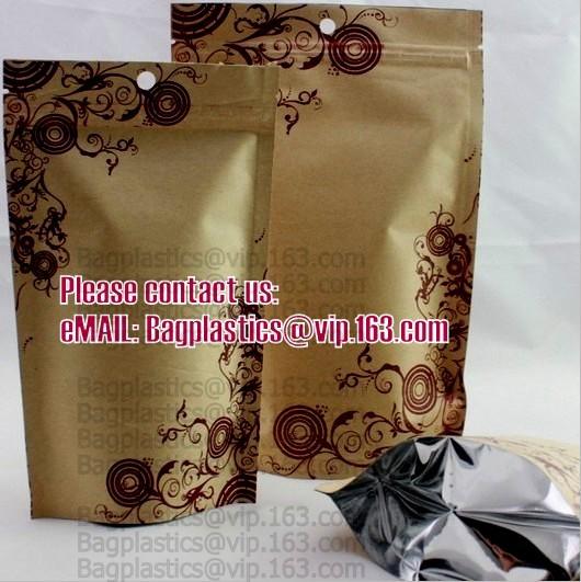 Custom Logo & Design Stand Up Pouch Kraft paper bags, Cookie packaging, Tea pack