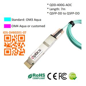 China Le QSFPDD-400G-AOC7M 400G QSFPDD à QSFPDD AOC (câble optique actif) Les câbles 7M 400G QSFP DD AOC supplier