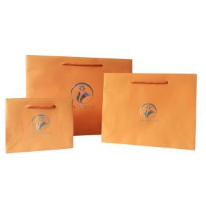 Orange Personalised Paper Bags / Custom Printed Paper Bags Black Handle