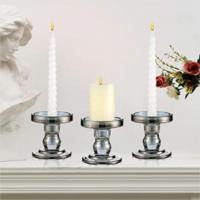 China Wholesale chic cheap gray glass candle holder for wedding decoration on sale