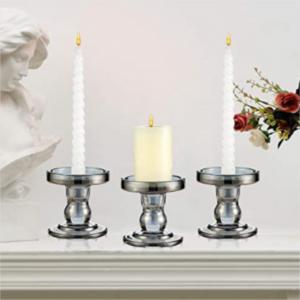Wholesale chic cheap gray glass candle holder for wedding decoration