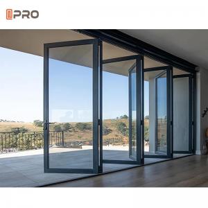 Customized Outdoor Aluminum Sliding Folding Doors With Built In Blinds Bifold Doors