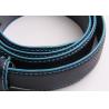 China Classic Mens Leather Dress Belt With Blue Stitching And Edge Painting wholesale