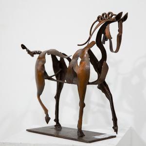 Hollow Life Size Horse Metal Outdoor Sculpture Abstract For Landscape