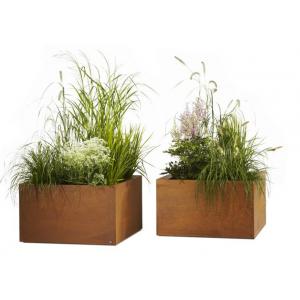 Contemporary Metal Planters Large Flower Pots Corten Steel Material