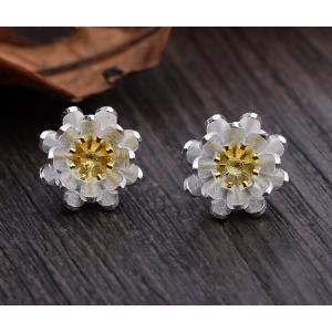 China lotus flower 925 sterling silver stud earrings, sterling silver jewelry supplier