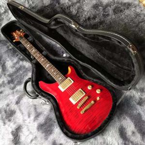 Custom Grand Flamed Maple Top Electric Guitar in Red with Gold Tuner Bridge