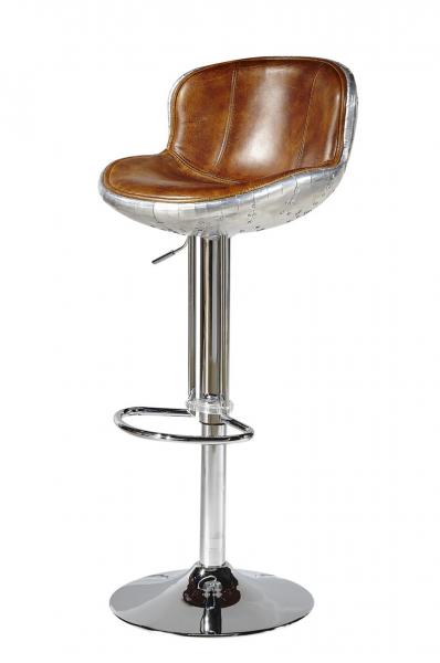 Chromed Base Leather Counter Stools , Counter Height Swivel Bar Stools With