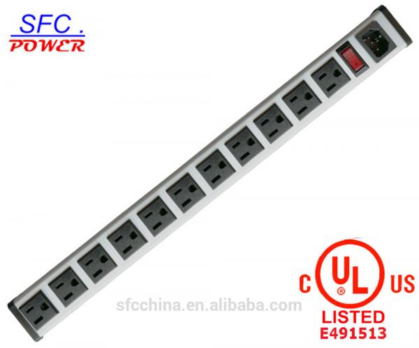 IEC 60320 Inlet C14 POWER STRIP, NEMA 5-15R 11 OUTLETS, VERTICAL RACK / SURFACE