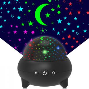 360 Degree Rotatable Starry Night Light Projector 9 Colors Adjustable For Kids