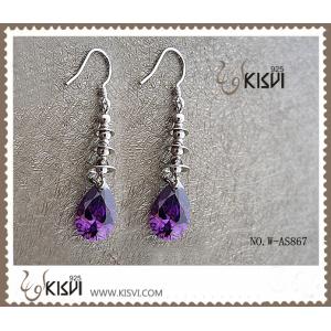 China Fashion design 925 sterling silver gemstone earrings with purple zircon W-AS867 supplier