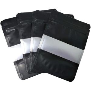 China Matte Black Resealable Stand Up de vente chaud met en sac avec les poches de empaquetage d'aluminium de stockage de nourriture en vrac de soudure à chaud de fenêtre supplier