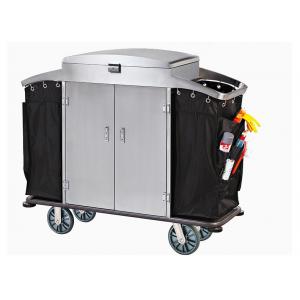 China Small Room Service Trolley with Heavy Duty Refuse Bag Stainless Steel Powder - Epoxy Finish supplier