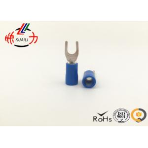 SV 2-4 Blue PVC Insulated Female Spade Connector / Tinned Copper Lugs U type cable lug