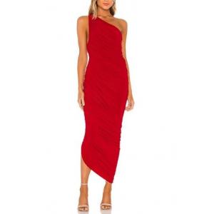 China Custom Apparel Manufacturer Ladies Sleeveless Long Slanted Shoulder Party Dress supplier