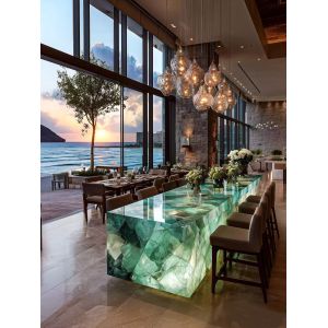 China Epoxy Resin Dining Table - Water Ripple Pattern, Mid - century Modern Vibe, Ideal for Contemporary Home Office Decor wholesale