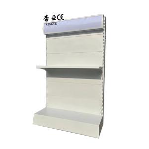 Factory customized color size single side super m kt shelve retail store equipment white store wall racks with light box