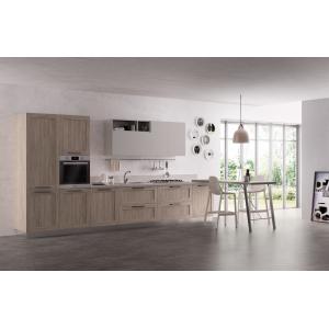Tailored PET Retro Kitchen Cabinets Customized Kitchen System Stainless Steel Handle