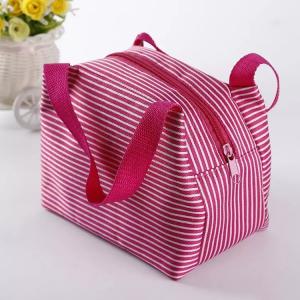 Eco Friendly Pink Insulated Cooler Bags With Canvas Fabric Material Wash In Water