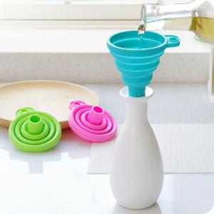 Folding Portable Silicone Liquid Funnel , Food Grade Collapsible Silicone Funnel