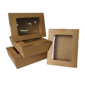 China Custom Logo Food Container Box Disposable Kraft Paper Box With Window supplier