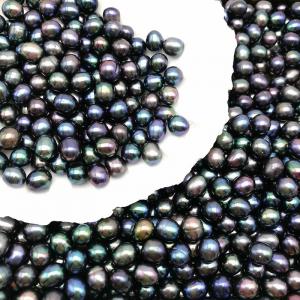 China Wholesale AAA Grade 6-7mm and 7-8mm no hole Rice Shape Black pearl  Freshwater Loose Pearl Beads supplier