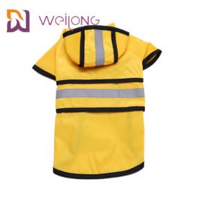Reflective Striped Yellow Dog Raincoat With Hood PU Leather Lightweight Jackets
