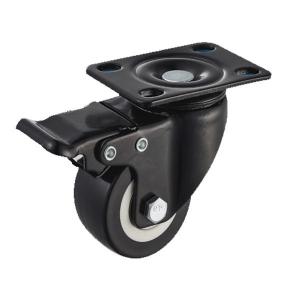 China 50mm Low Profile Furniture Caster Wheel With Brake PP Wheel Ball Bearing Plate supplier