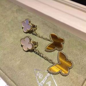Factory Custom Make Van Cleef & Arpels 18K Yellow Gold Earring Clap Butterfly Drop Earrings