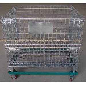 China 5 Casters Removable Wire Mesh Container Storage Cages With Trolley Cars supplier