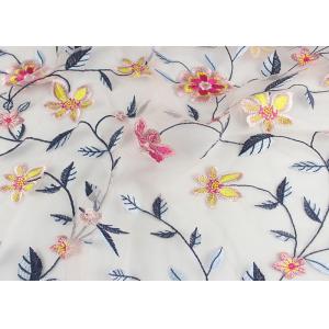 China 120 Cm Embroidered Floral Multi Colored Lace Fabric Gauze For Garment Factory wholesale