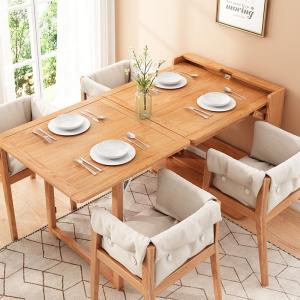 Rectangle Folding Extendable Dining Table Set Burlywood Simple Modern Furniture