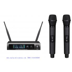 China LS-670 wireless microphone system UHF PRO dual channel headset lavalier LCD blacklight fixed frequency supplier