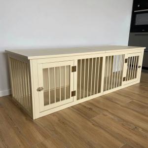 Double Door Wood Dog Kennel Furniture Wooden Dog Crate Bed Sustainable