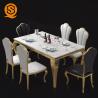 Solid Surface Marble Top Dining Table Set 6 Seater Rectangle Shaped