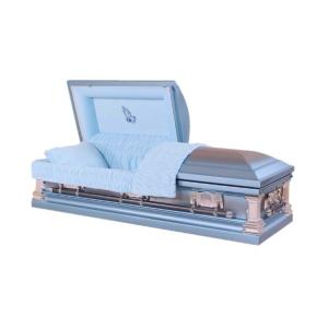 Stainless Steel Coffin , 18 Gauge Caskets With Natural Brushed Highland Blue Finish