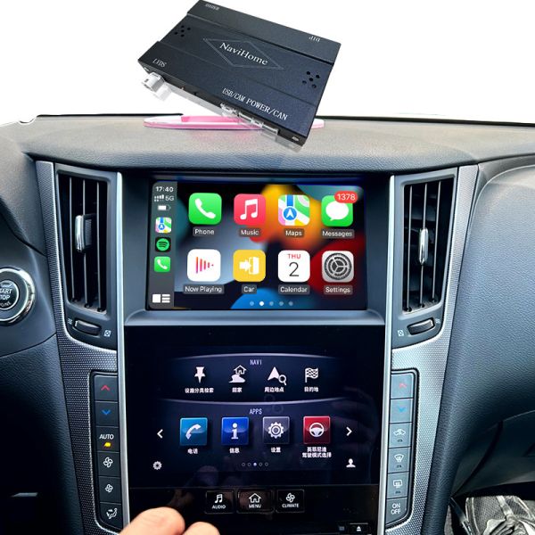 Q50 Q60 OEM Apple CarPlay Upgrade Module Integration Mobile Phone Mirroring, AC Temperature Display, Google Map, Spotify