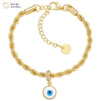 China Twisted Gold Plated Stainless Steel Jewelry Enamel Evil Eye Pendant Bracelet on sale